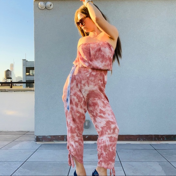 Free People Marble Camo Tye-Dye Strapless Jumpsuit - Picture 11 of 16